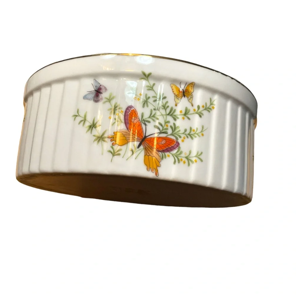 Four Orange Butterfly Ramekins and Serving Bowl by Ecstasy